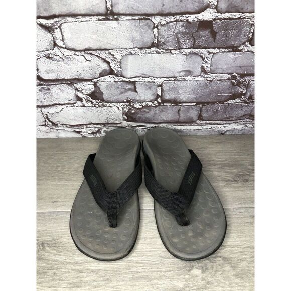 VIONIC Wave Black Toe Post Flip Flop Sandals Unisex Men Sz 8M US/Women Sz 10M US - Picture 12 of 16